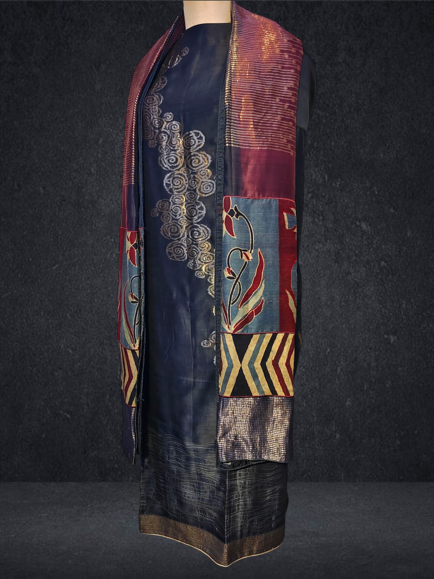 Semi Stitched Formal chanderi Suitset