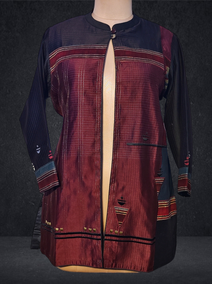 Formal Silk Ajrakh Short Jacket