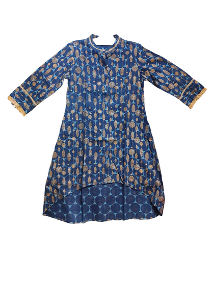 Semi Stitched Cotton Indigo blockprinted coordset