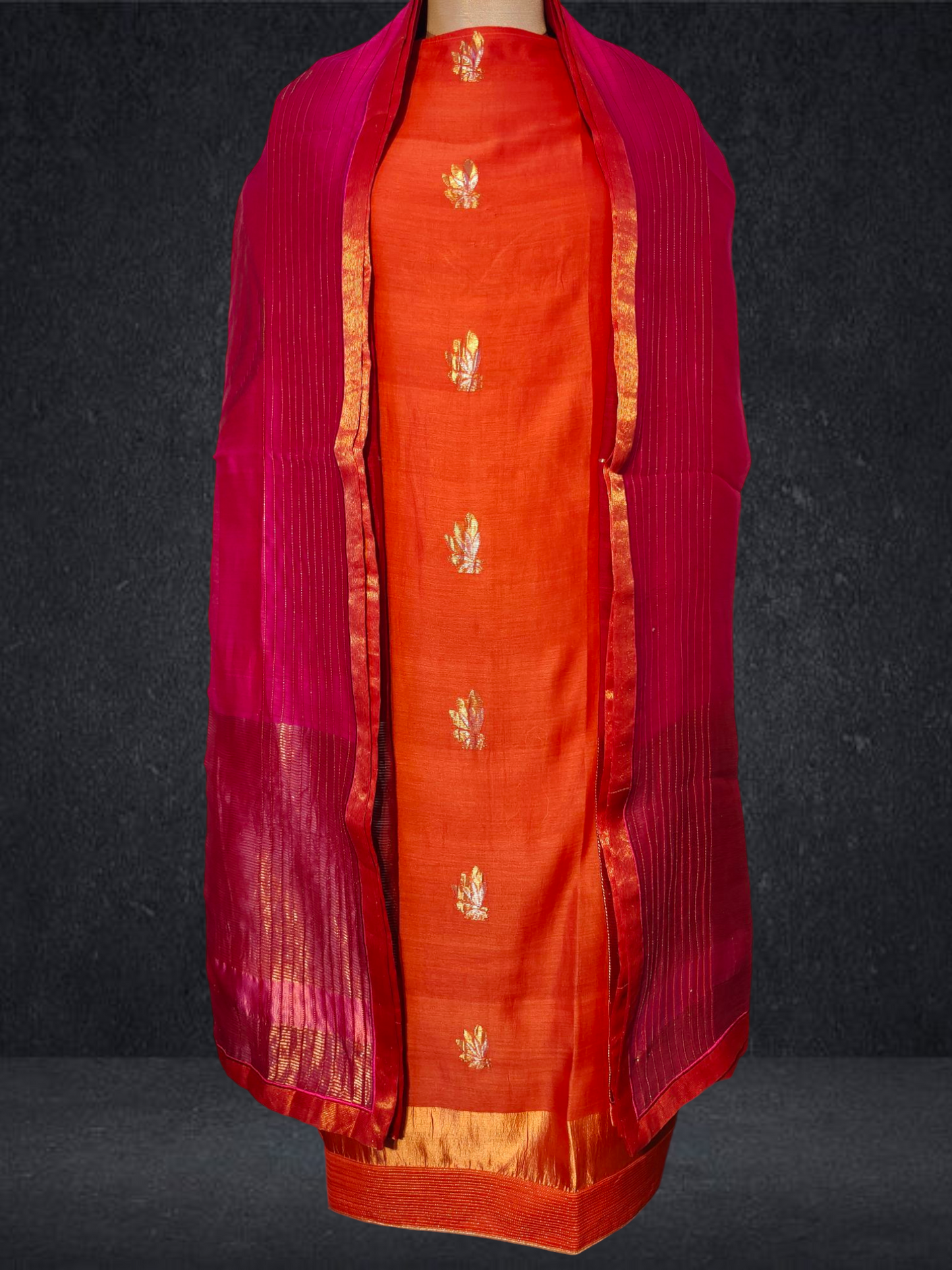 Semi Stitched Formal chanderi Suitset