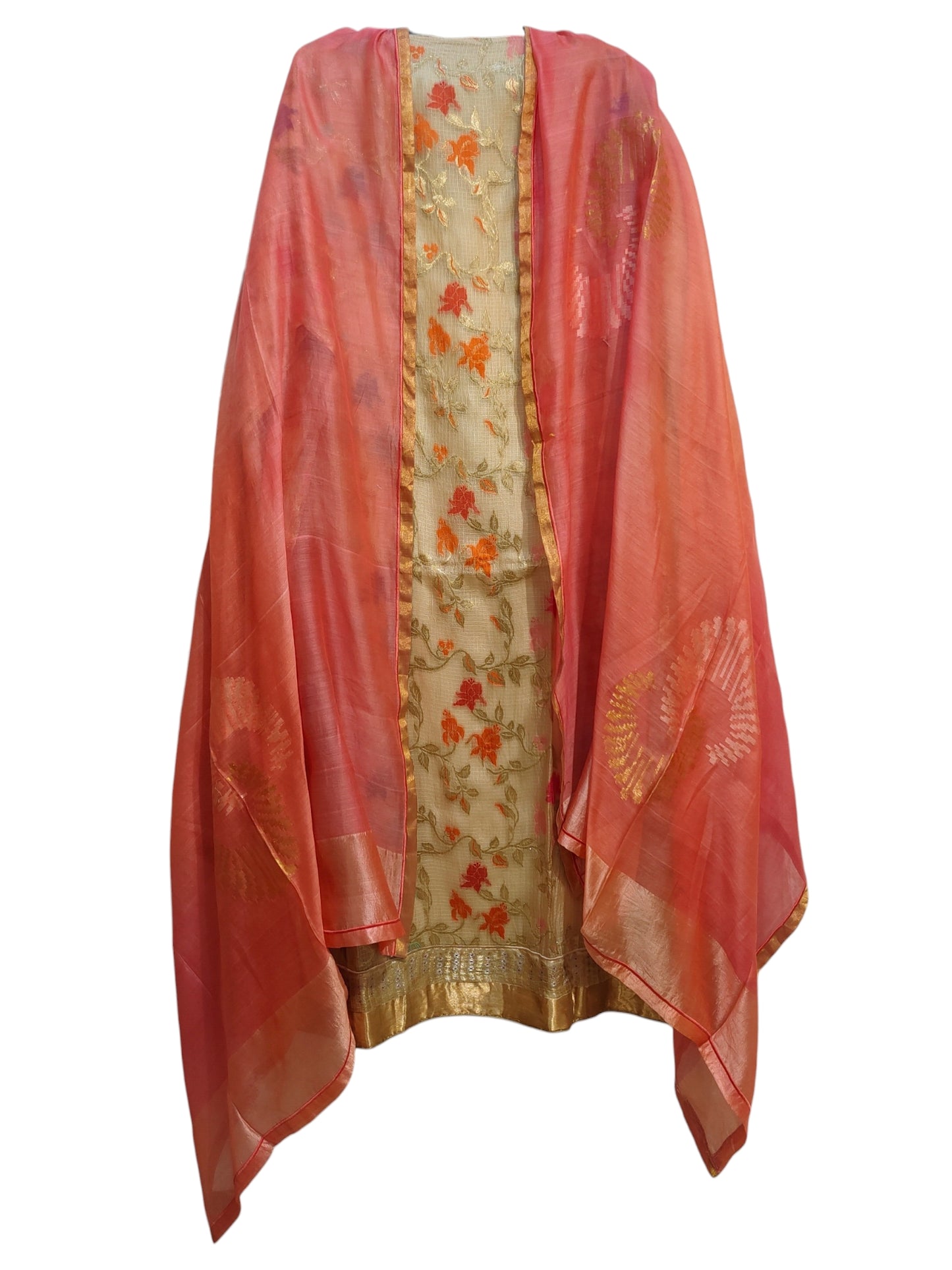 Semi Stitched Chanderi Formal Suitset