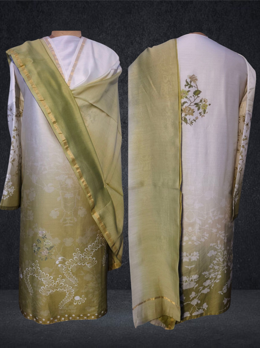 Semi Stitched Chanderi Casual Suitset