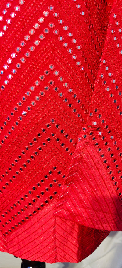 Semistitched georgette mirrorwork tunic