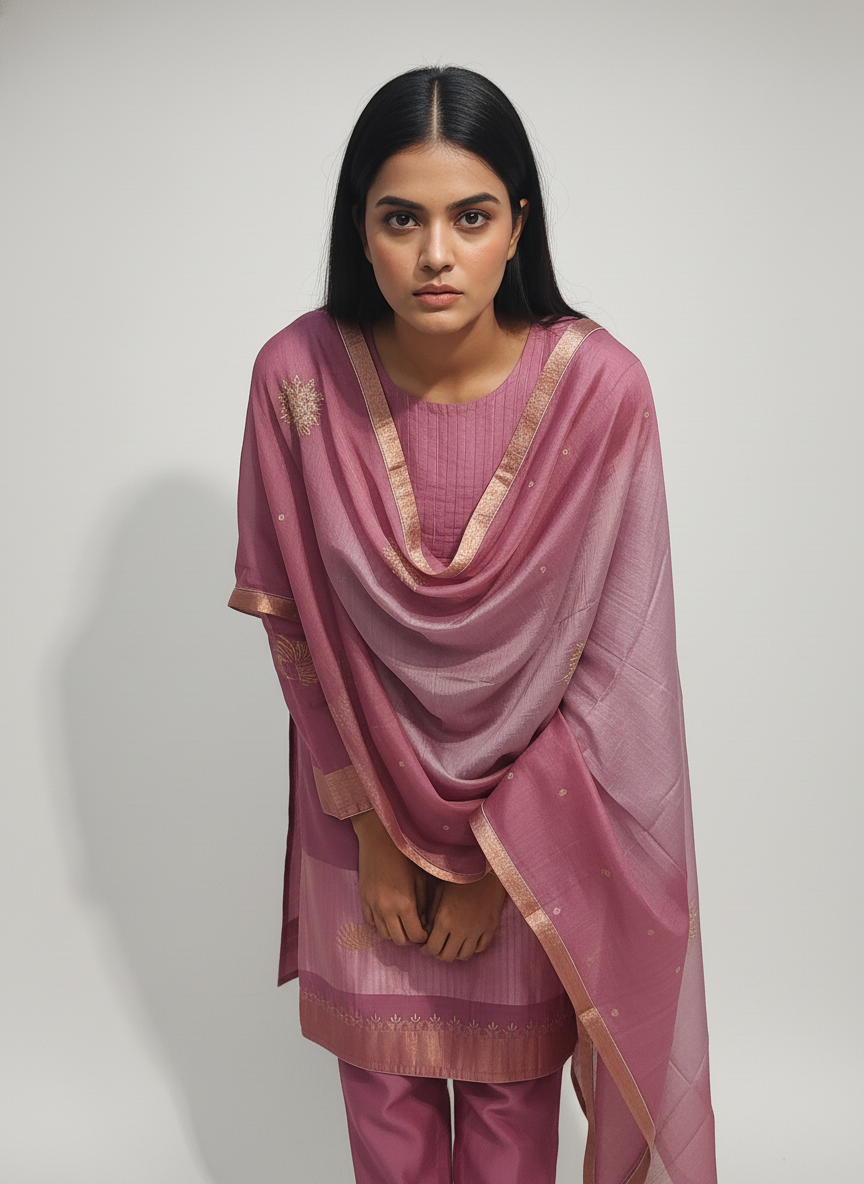 Semi Stitched Formal Chanderi Suitset