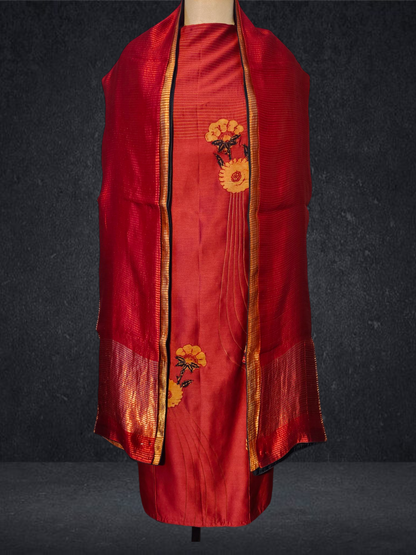 Semi Stitched Chanderi Formal Suitset