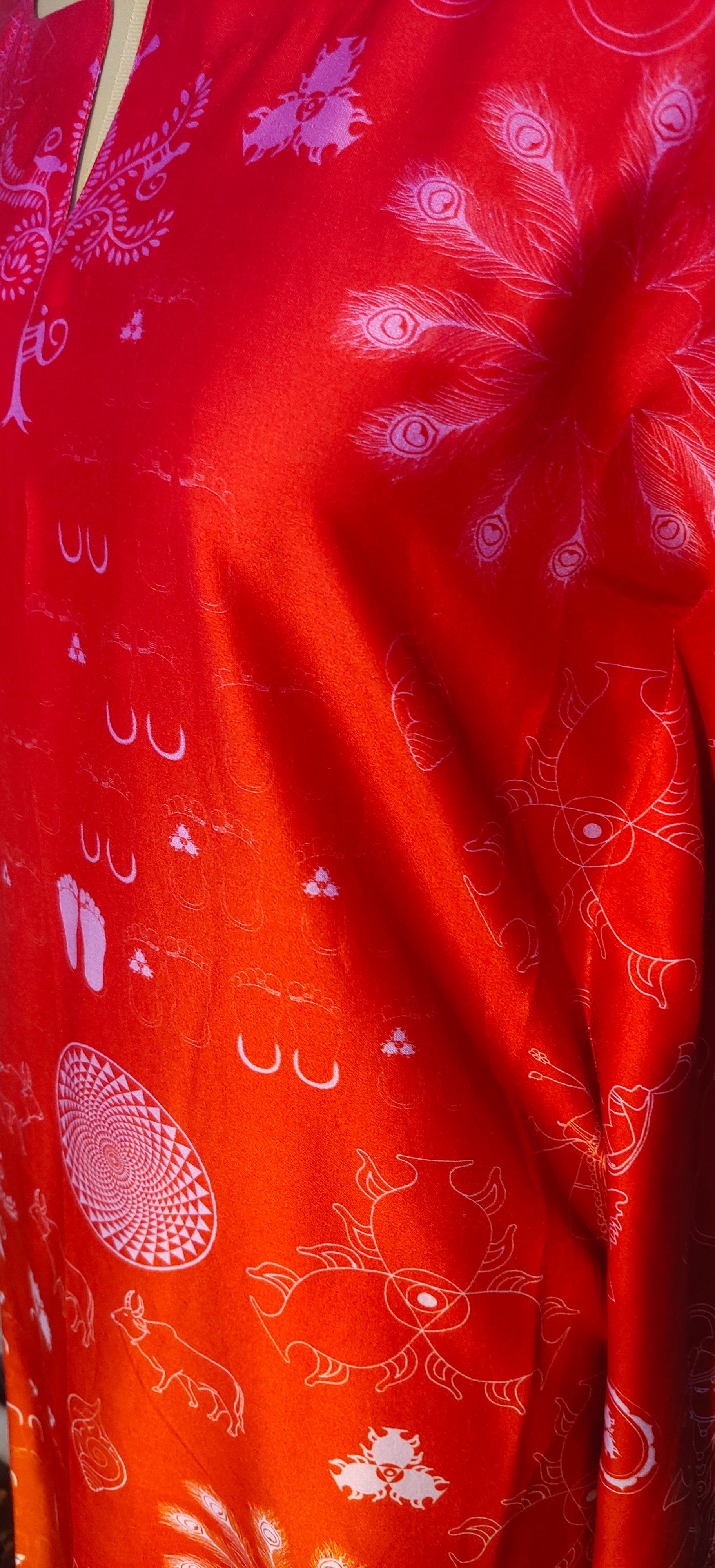 Stitched Chanderi Digital Printed Kaftan VISHAL KAPUR STUDIO