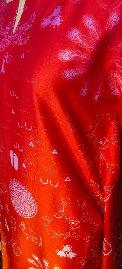 Stitched Chanderi Digital Printed Kaftan VISHAL KAPUR STUDIO