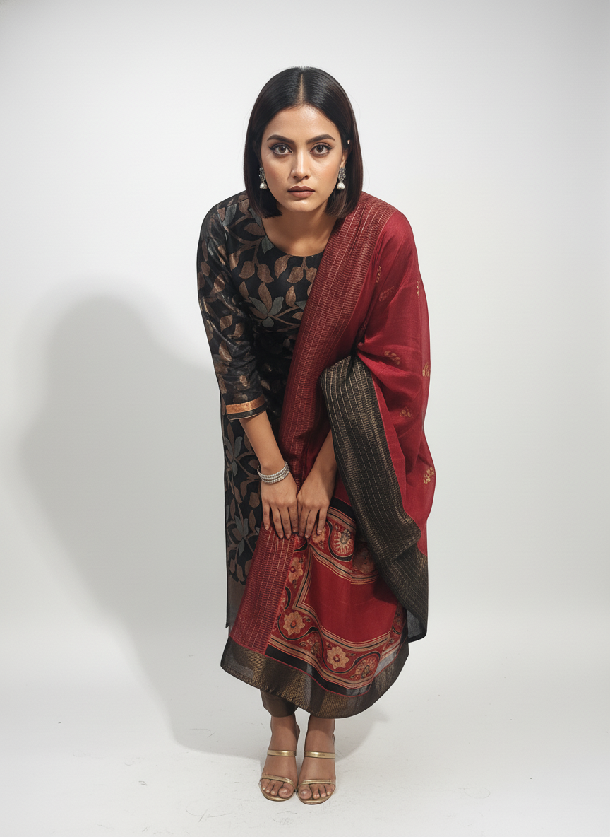 Semi Stitched Formal Chanderi Suitset