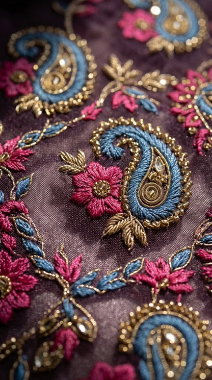 Customised Chanderi Embroidered set