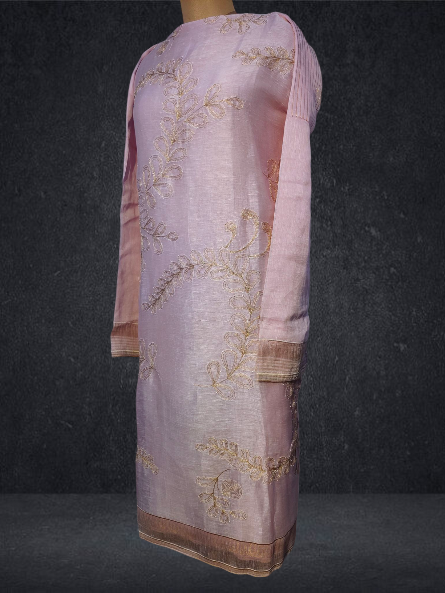 Semi Stitched silk linen kurta
