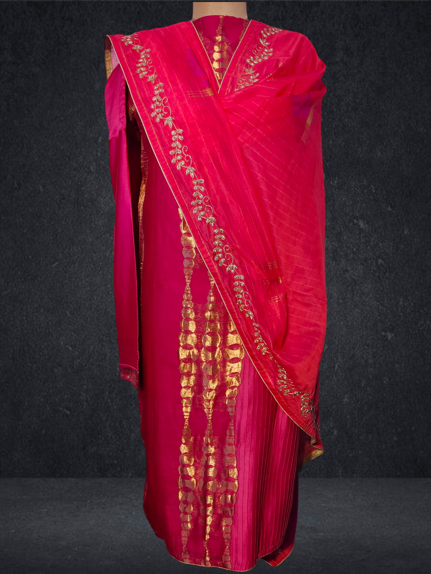 Semi Stitched Formal chanderi Suitset