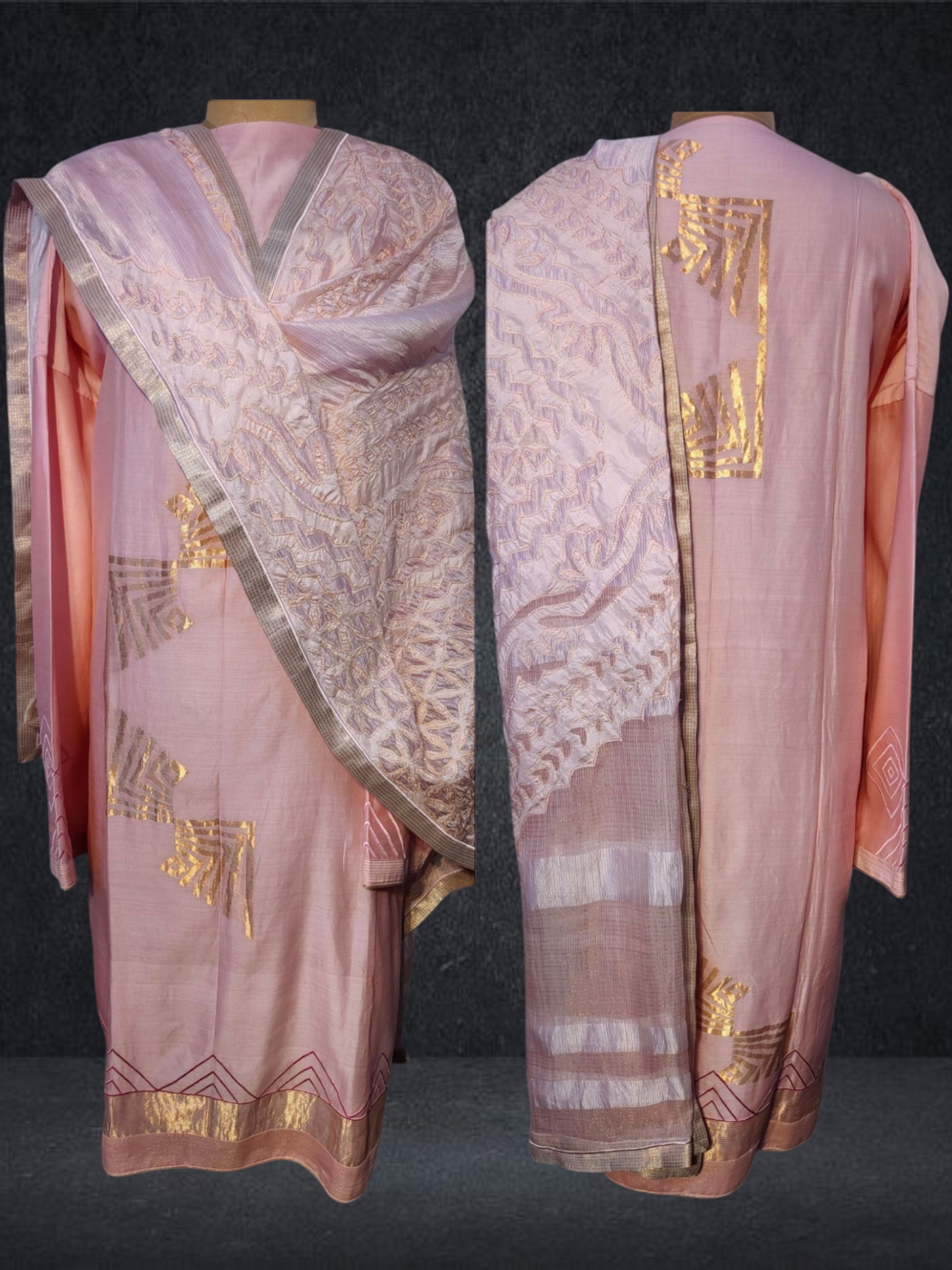 Semi Stitched Chanderi Formal Suitset