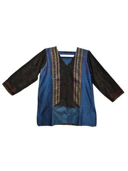 Semi Stitched Chanderi Ajrak Short Tunic