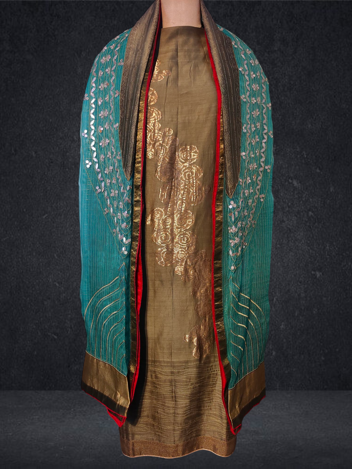 Semi Stitched Chanderi Formal Suitset