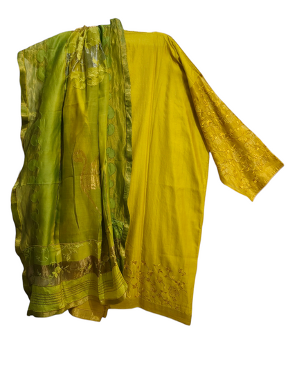 Semi Stitched Chanderi Formal Suitset