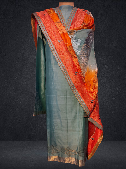 Semi Stitched Formal chanderi Suitset
