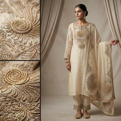 Customised Chanderi Embroidered set