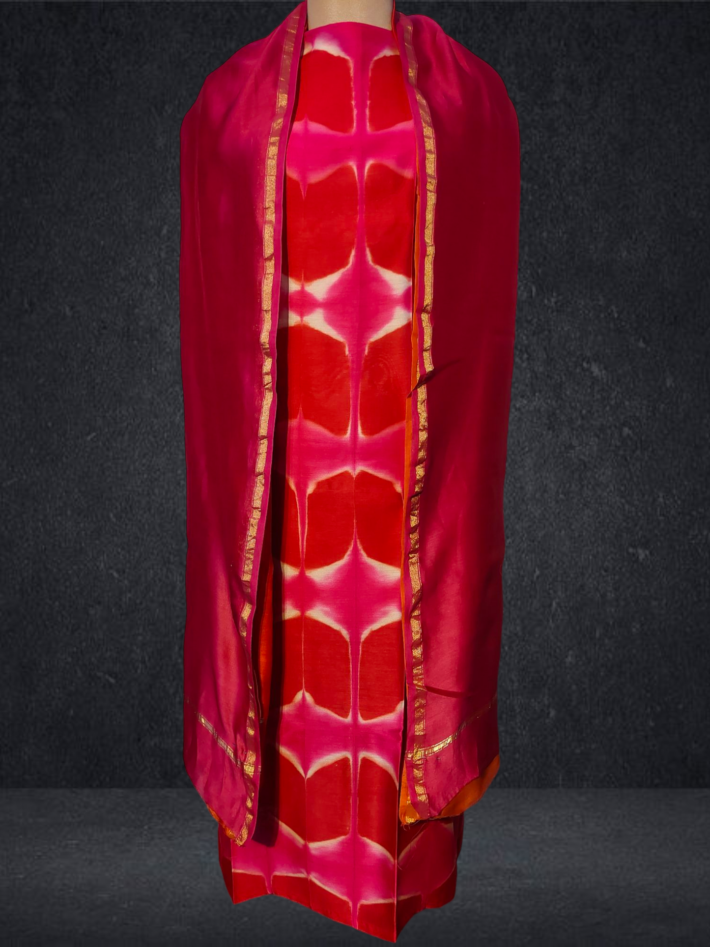 Semi Stitched Chanderi Casual Suitset