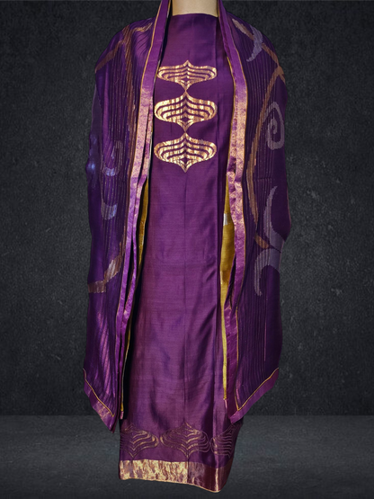 Semi Stitched Formal chanderi Suitset