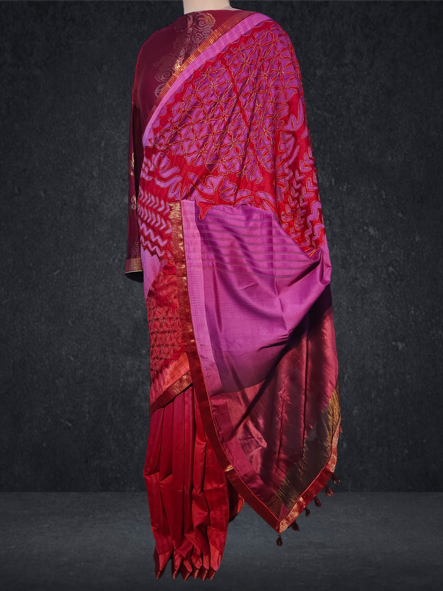 Formal Silk Katab Applique Saree