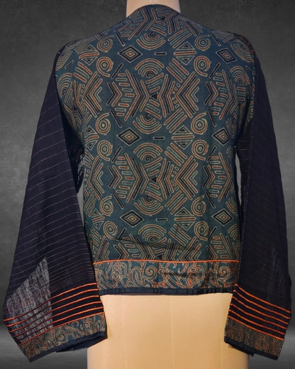 Semistitched Chanderi Silk Ajrakh Formal Ɓlouse VISHAL KAPUR STUDIO