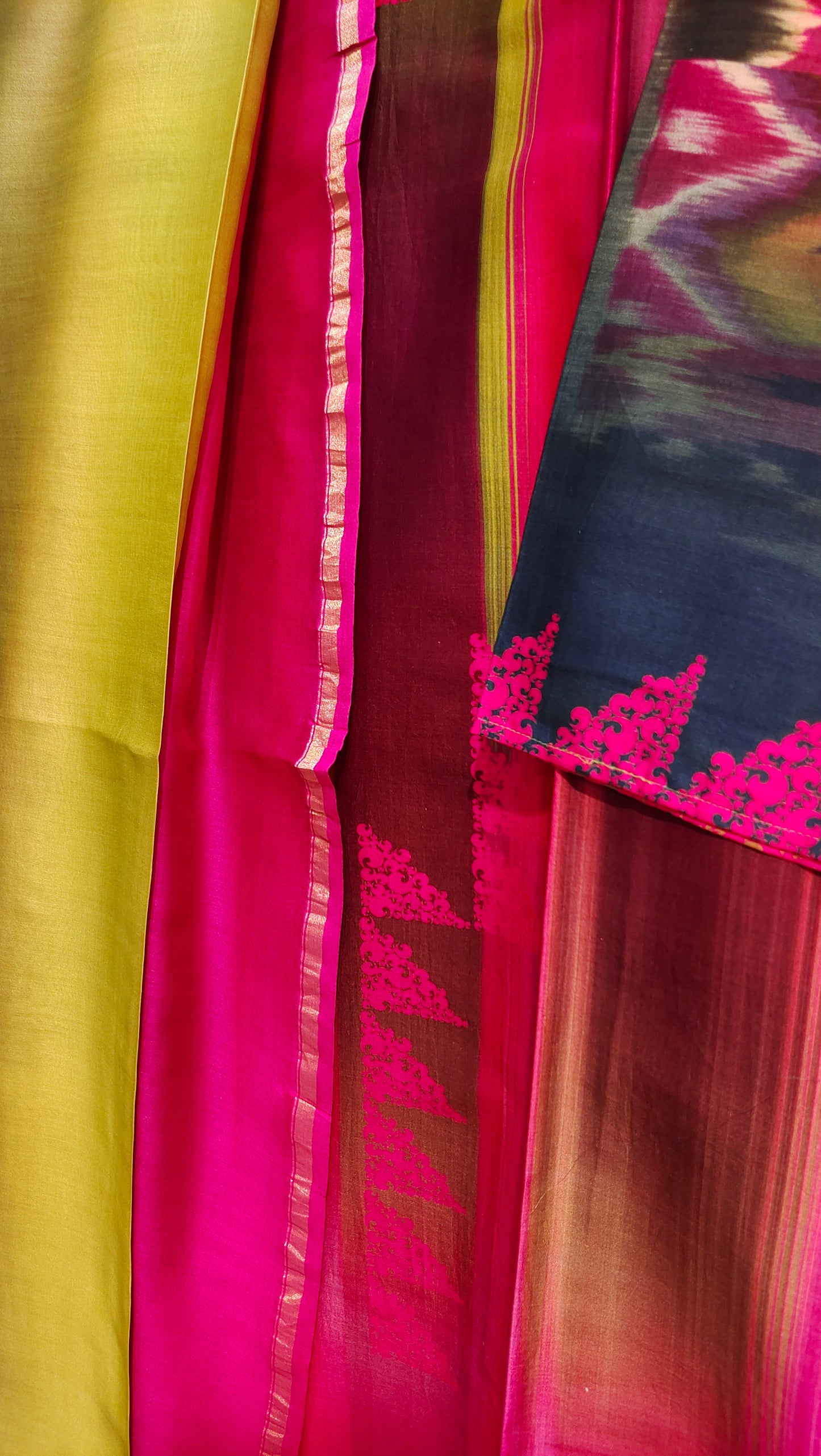 Semi Stitched Chanderi Casual Suitset