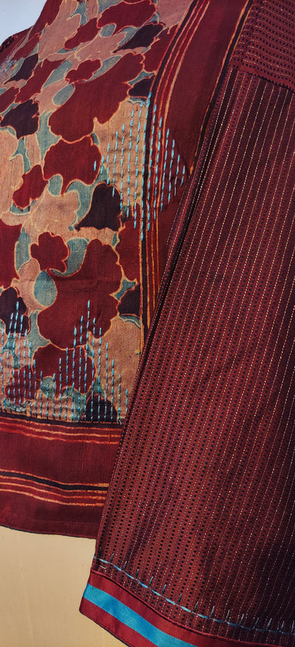 Semistitched Chanderi Silk Ajrakh Formal Ɓlouse VISHAL KAPUR STUDIO