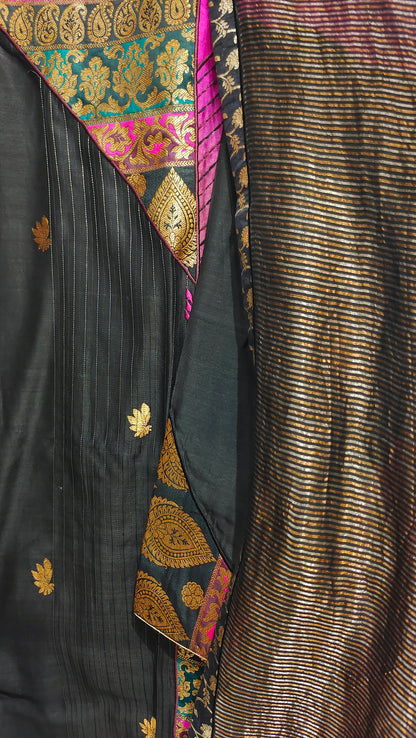 Semi Stitched Chanderi Formal Suitset