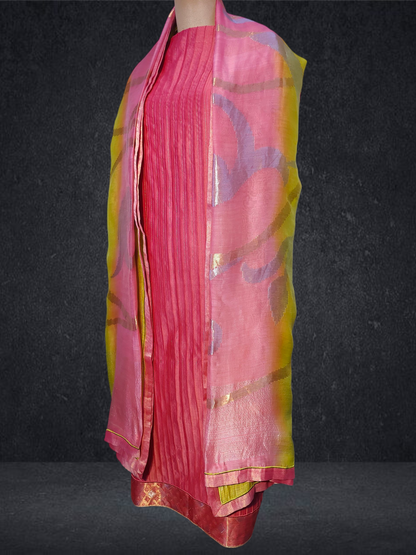 Semi Stitched Formal chanderi Suitset