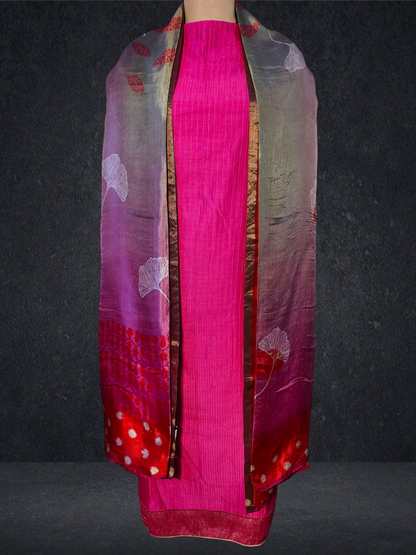 Semi Stitched Chanderi Formal Suitset