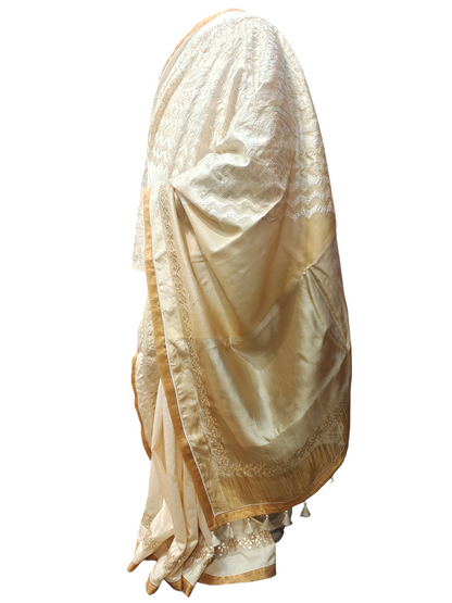 Formal Chanderi cutwork gota Saree