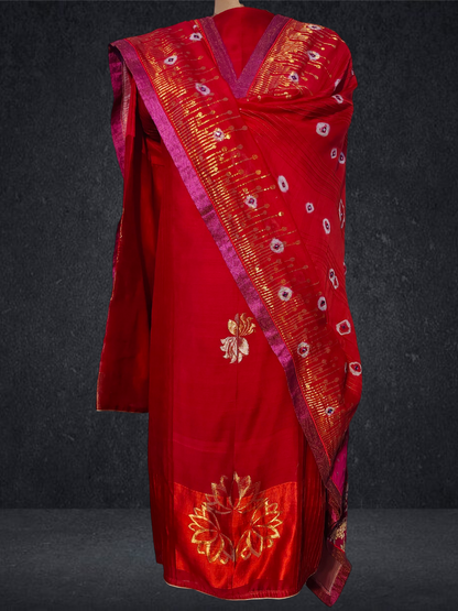 Semi Stitched Formal chanderi Suitset