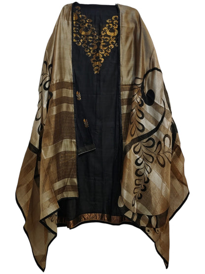 Semi Stitched Chanderi Formal Suitset