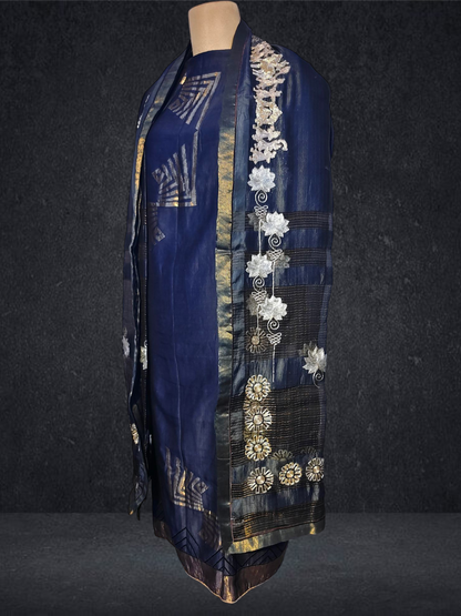 Semi Stitched Chanderi formal Suitset