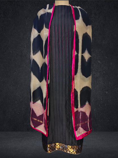 Semi Stitched Formal chanderi Suitset