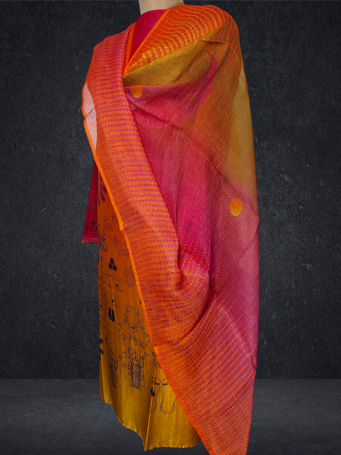 Semi Stitched Chanderi Casual Suitset