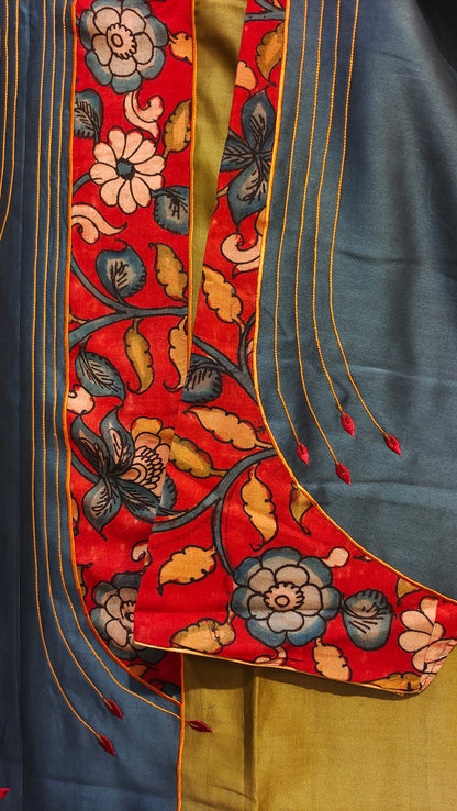 Semi Stitched Chanderi Formal Suitset