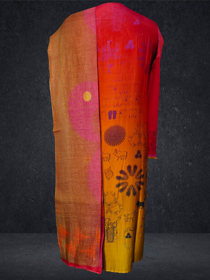 Semi Stitched Chanderi Casual Suitset