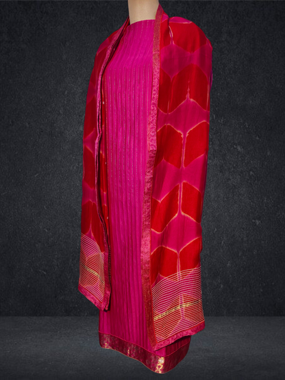 Semi Stitched Formal chanderi Suitset