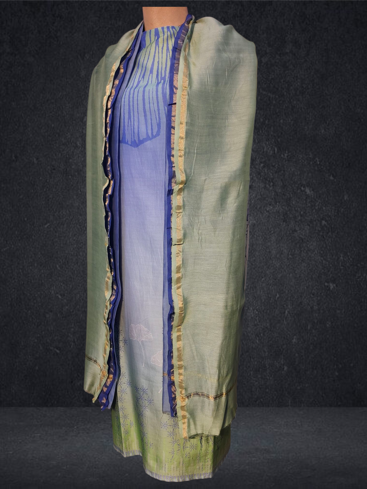 Semi Stitched Chanderi Casual Suitset