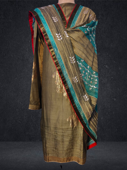 Semi Stitched Chanderi Formal Suitset