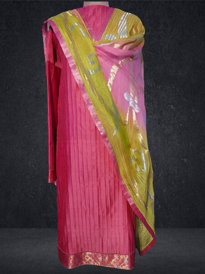 Semi Stitched Formal chanderi Suitset