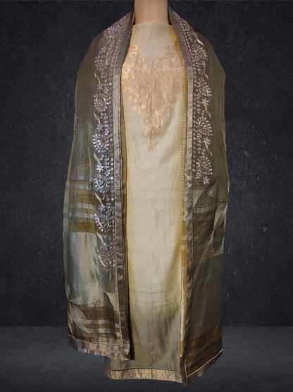 Semi Stitched Formal chanderi Suitset