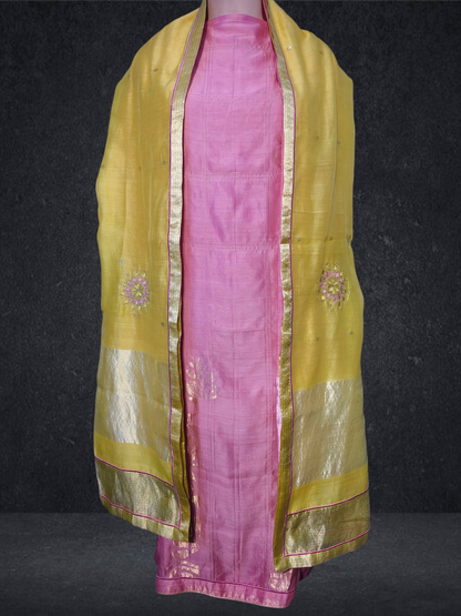 Semi Stitched Formal chanderi Suitset