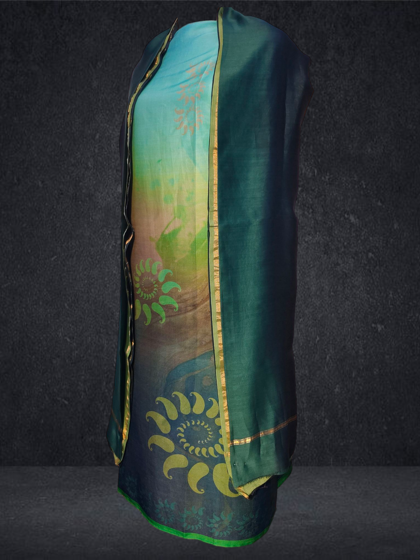 Semi Stitched Chanderi Casual Suitset