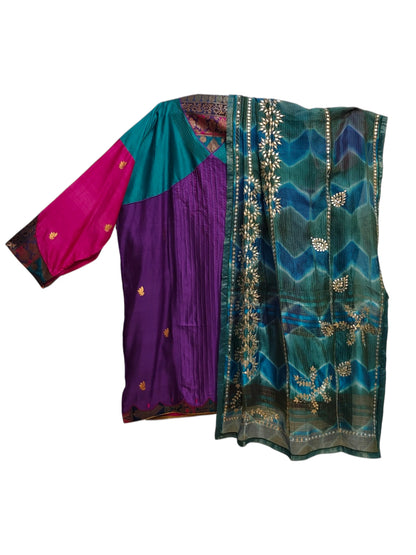 Semi Stitched Chanderi Formal Suitset