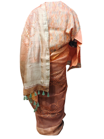 Formal Pure Silk Tissue Applique Saree