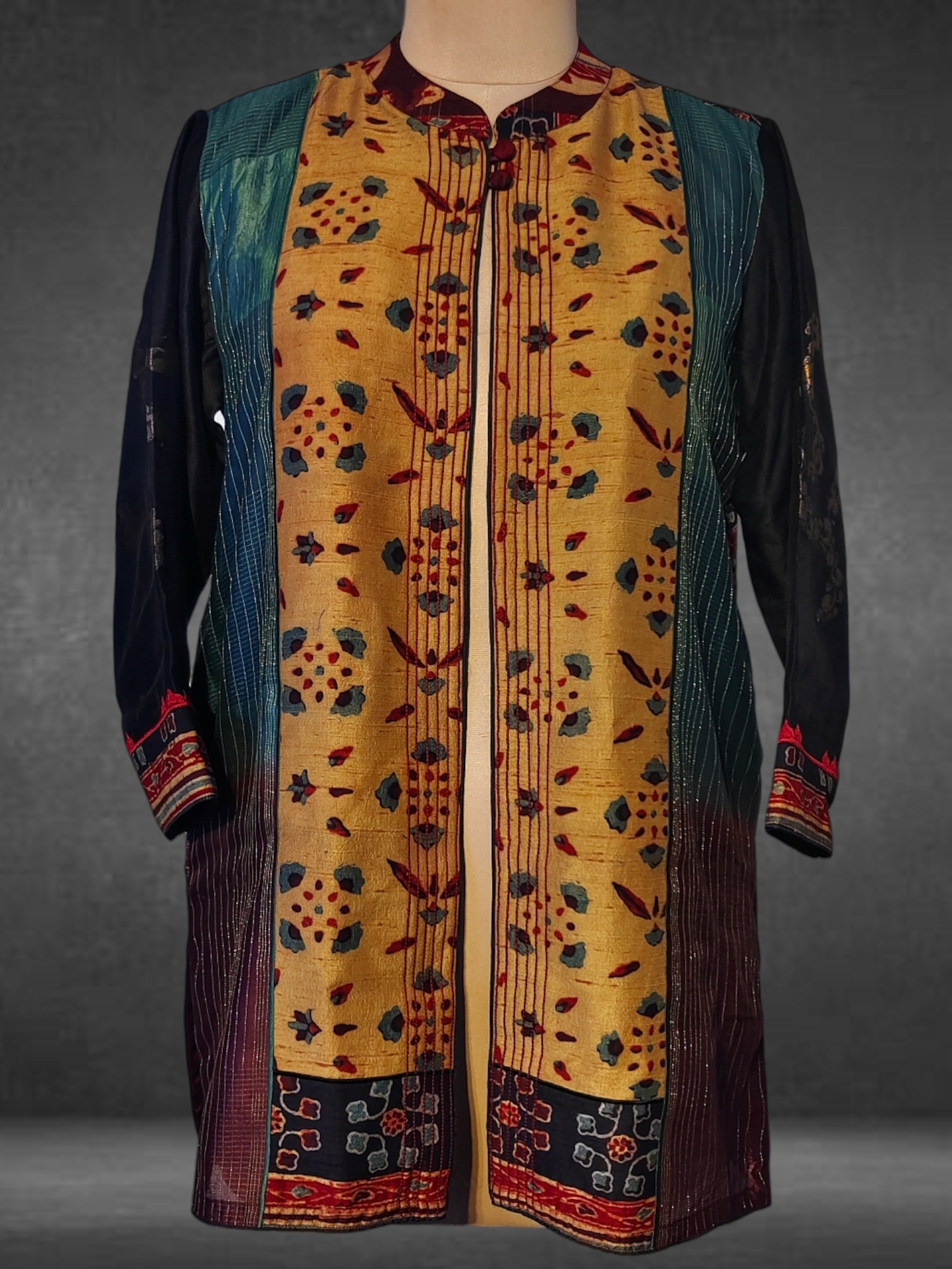 Stitched Silk Ajrakh Short Jacket