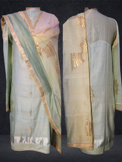Semi Stitched Formal chanderi Suitset