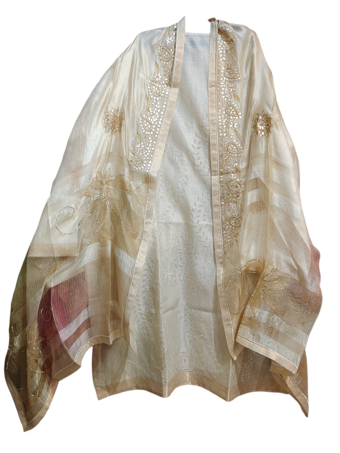 Semi Stitched Chanderi Formal Suitset